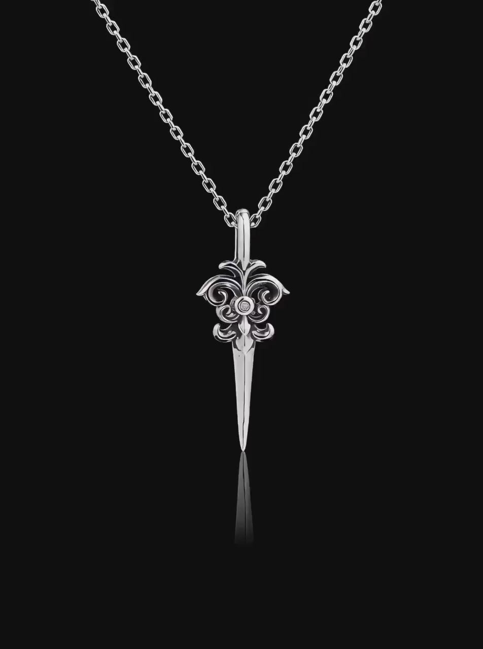 Sword oxidised pendant necklace