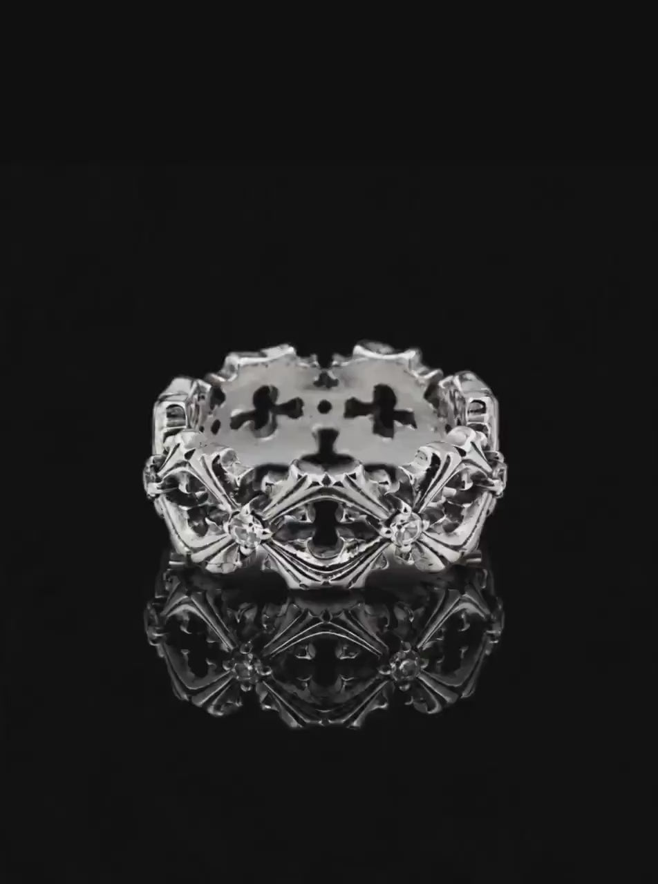 CRUCIS clover cross oxidised ring [Pre-order]