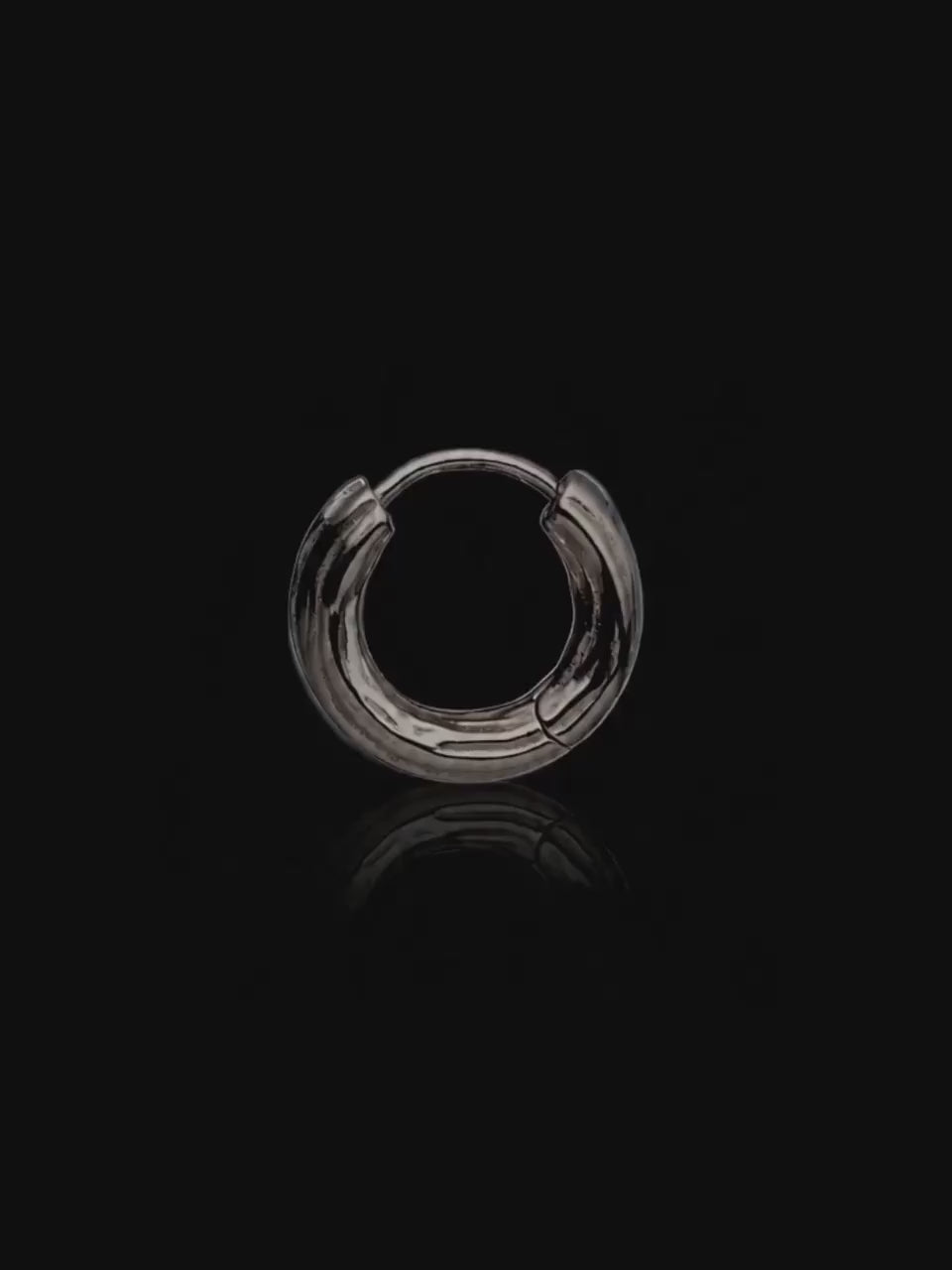 Wooody hoop sterling silver earrings (Black)