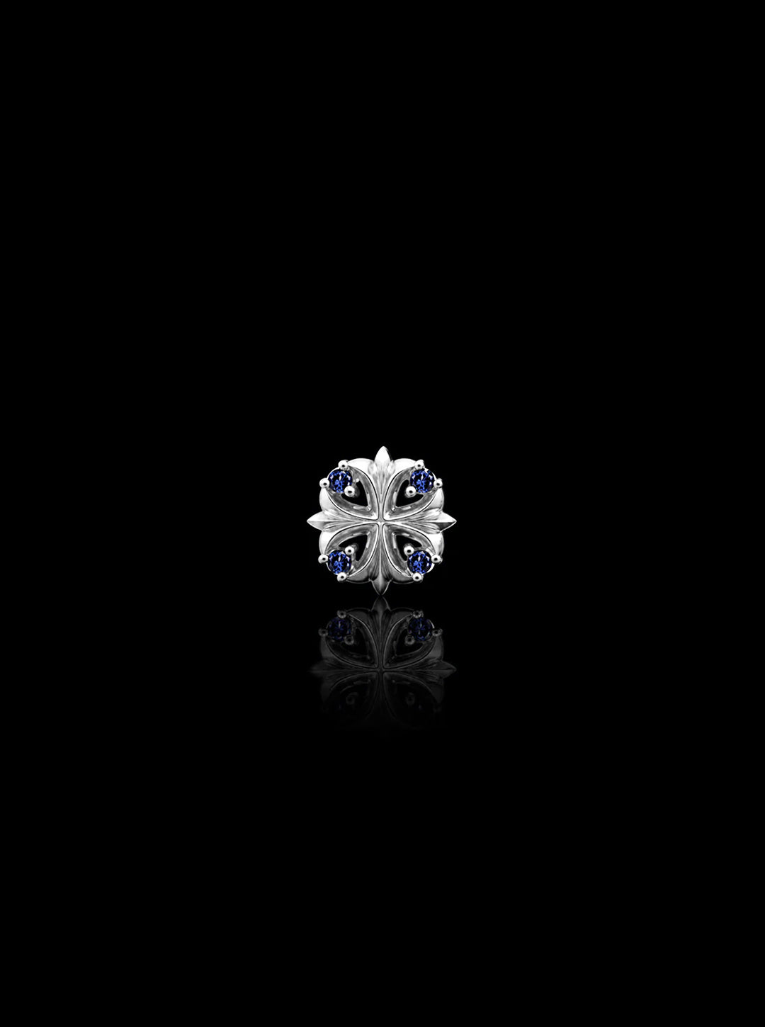 Clover-cross quadruplets 18K gold single earring, Diamonds [Made-to-order]