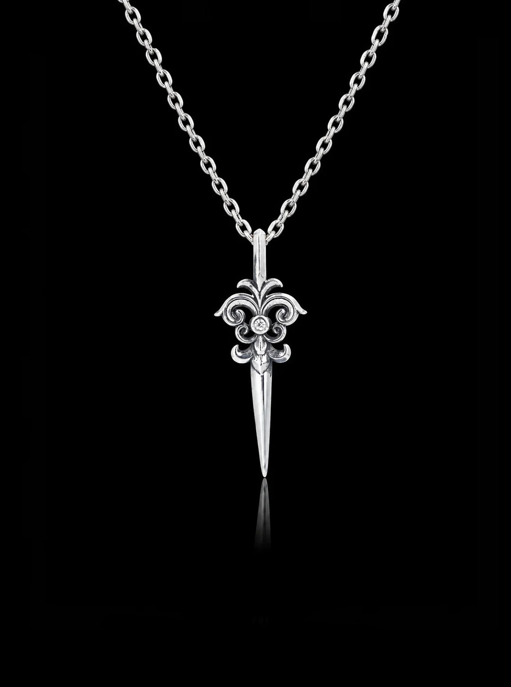 Sword oxidised pendant necklace