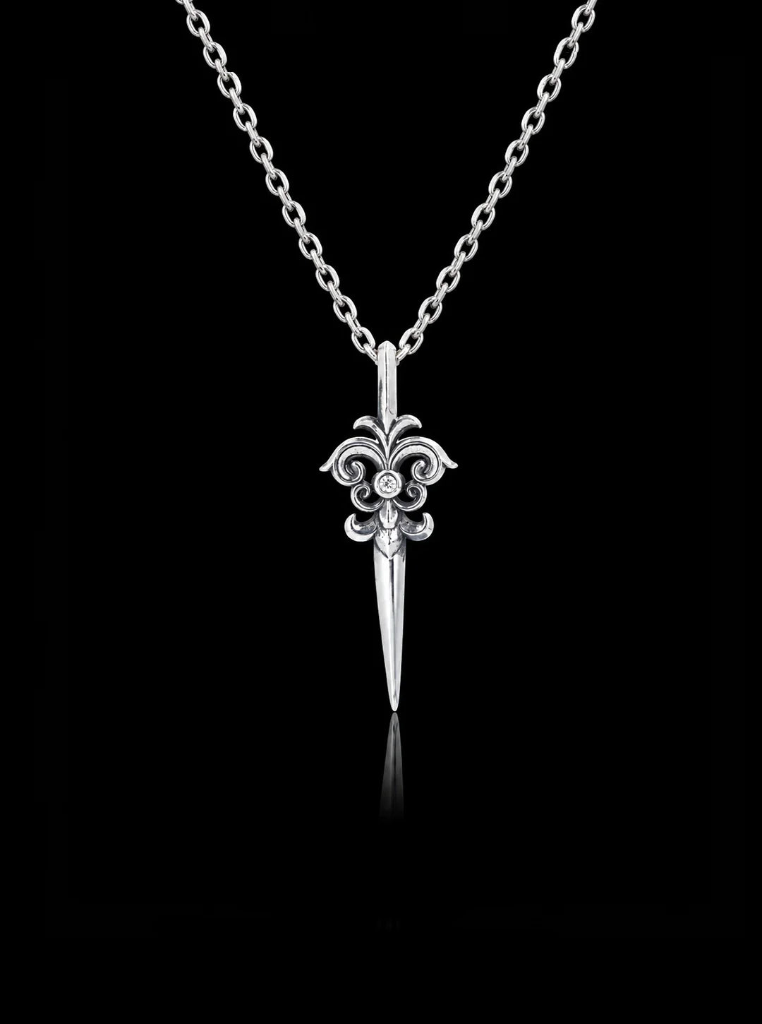 Sword oxidised pendant necklace