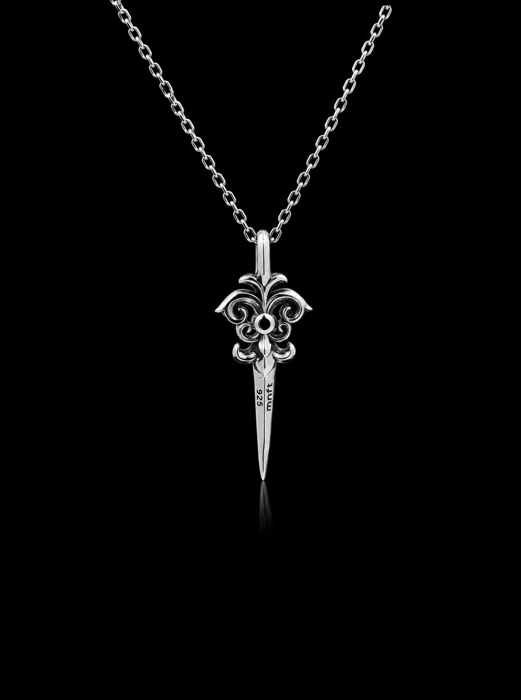 Sword oxidised pendant necklace