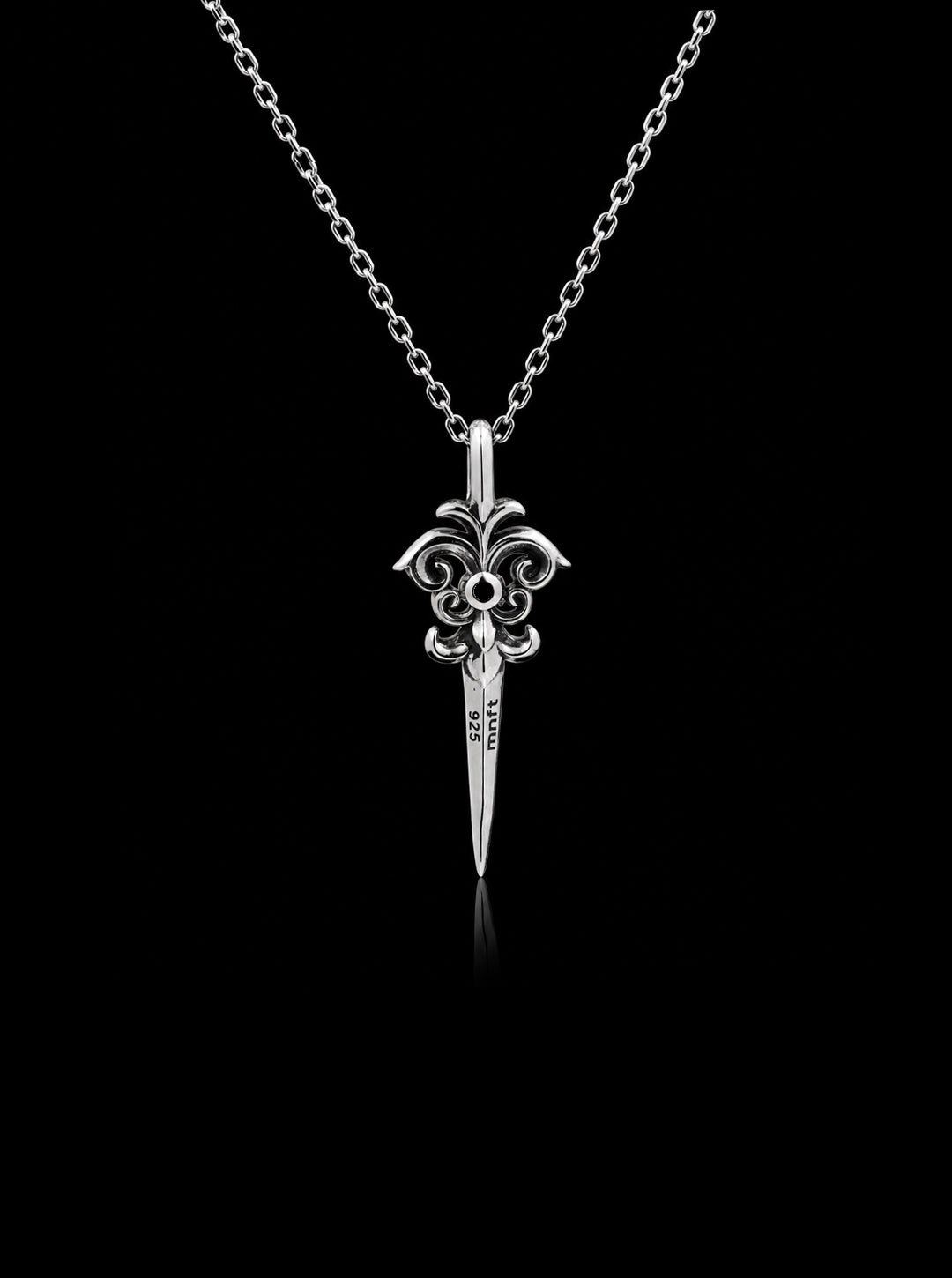 Sword oxidised pendant necklace
