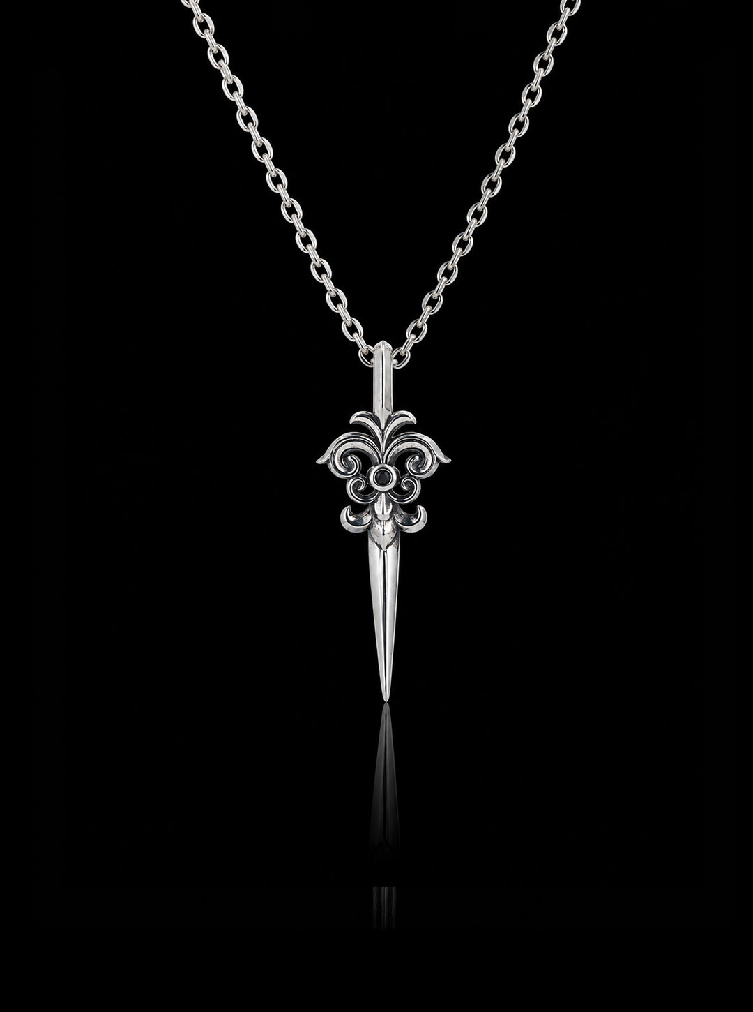 Sword oxidised pendant necklace