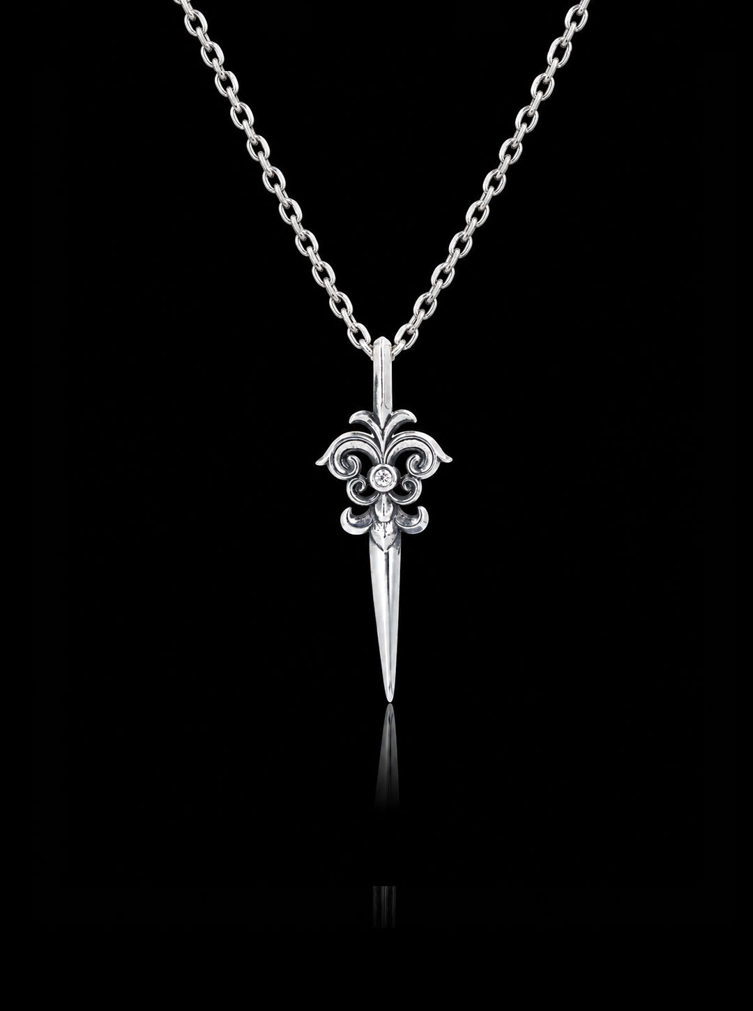 Sword oxidised pendant necklace