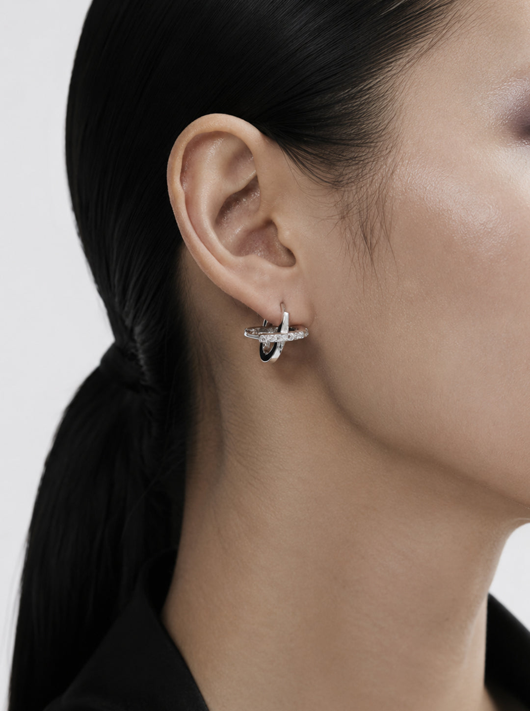 Dual-hoops tangled two-way earrings