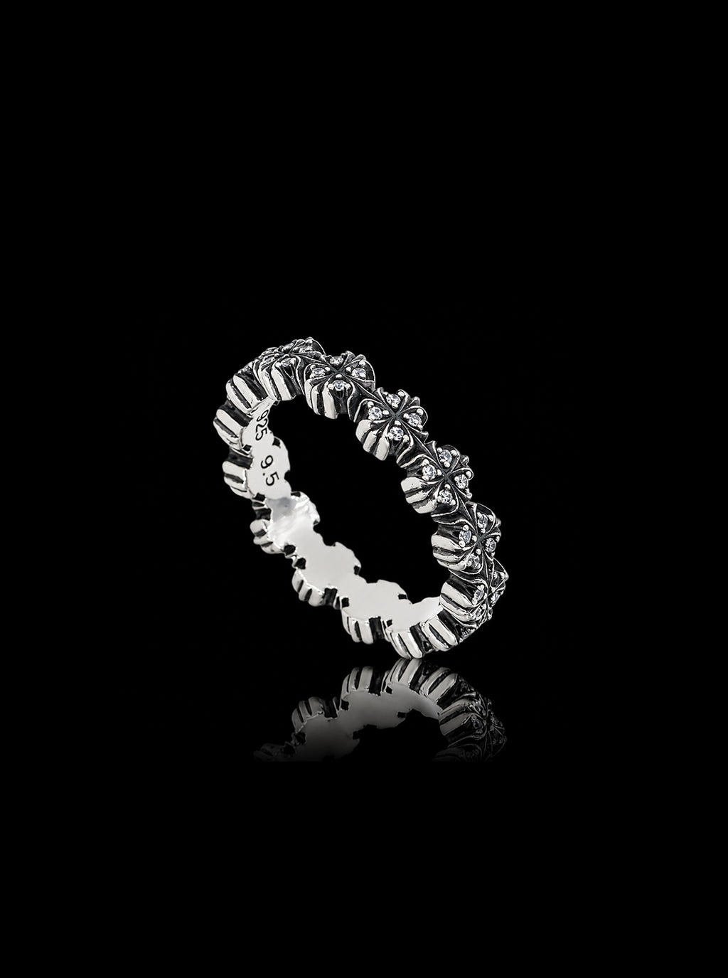Maltese cross quadruplets classic oxidised ring