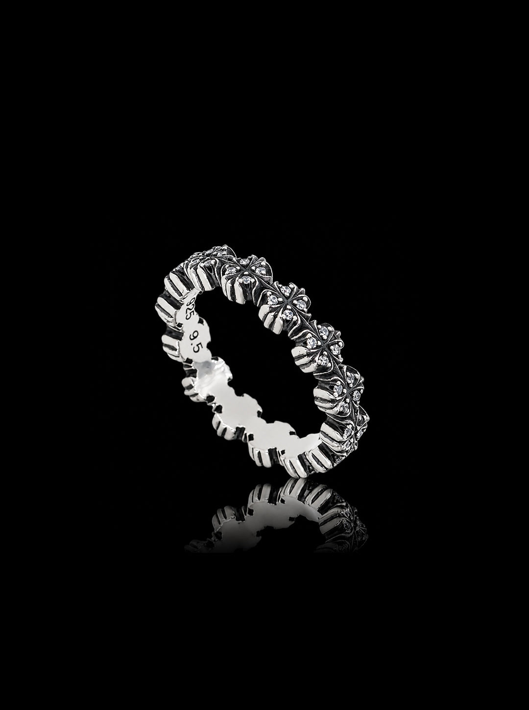 Maltese cross quadruplets classic oxidised ring