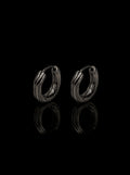 Wooody hoop sterling silver earrings (Black)