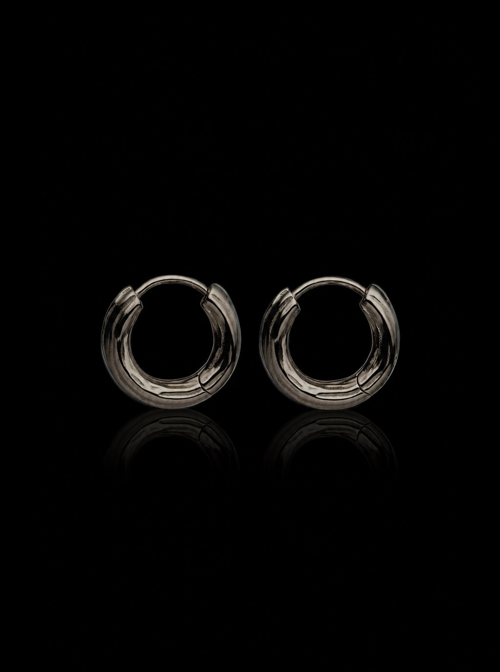Wooody hoop sterling silver earrings (Black)
