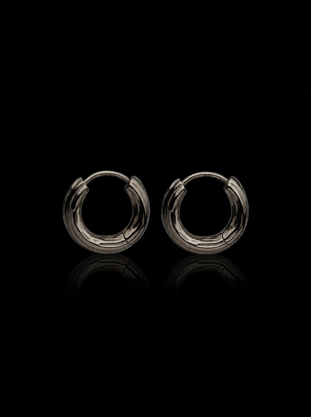 Wooody hoop sterling silver earrings (Black)