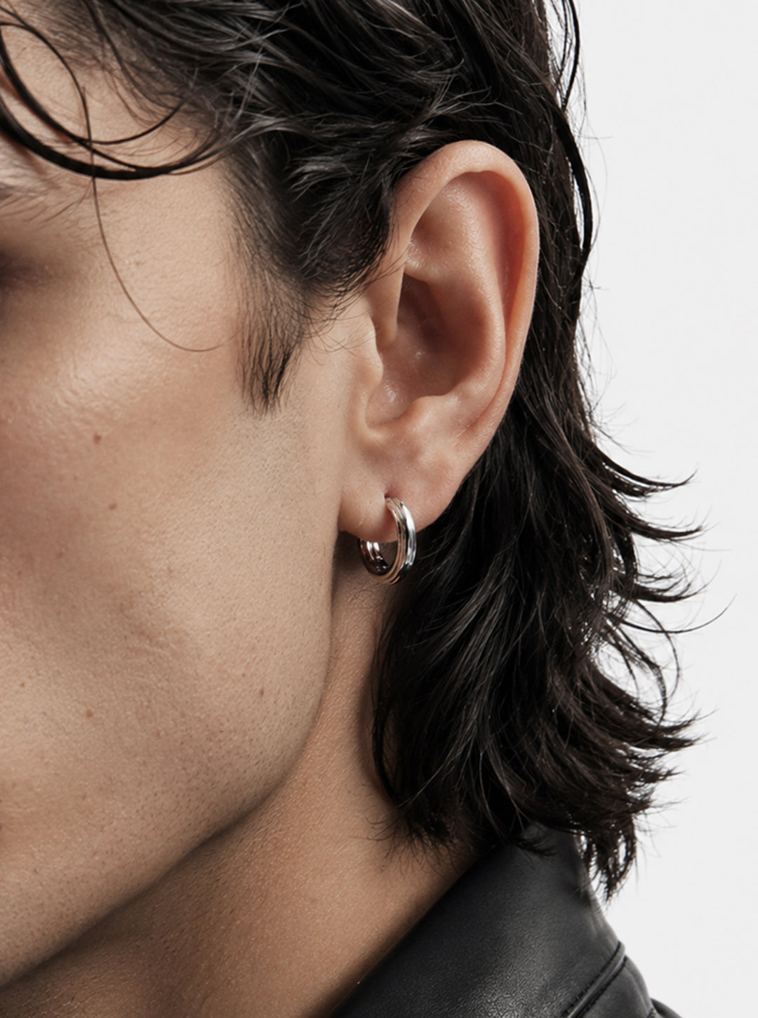 Wooody hoop sterling silver earrings
