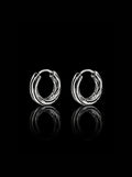 Wooody hoop sterling silver earrings (Oxidised)