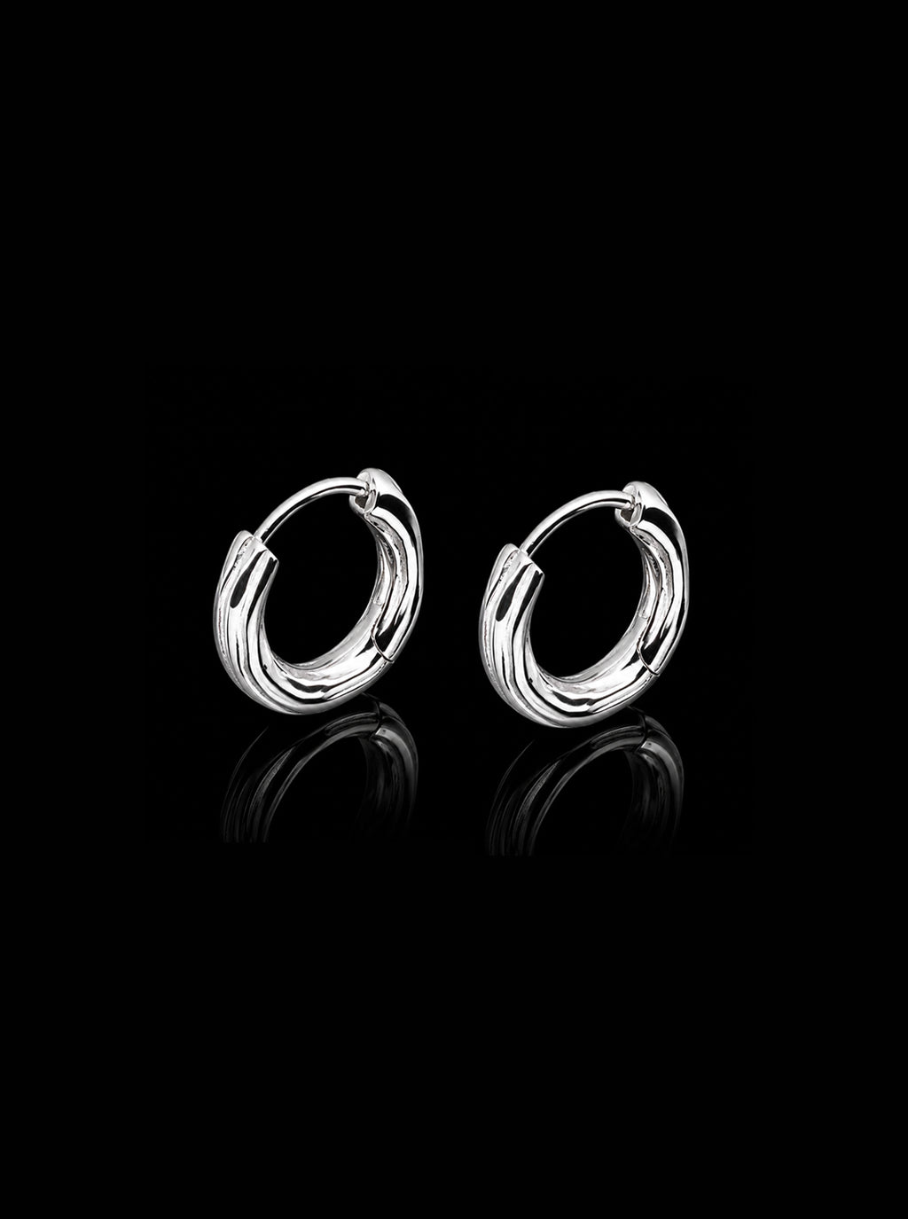Wooody hoop sterling silver earrings