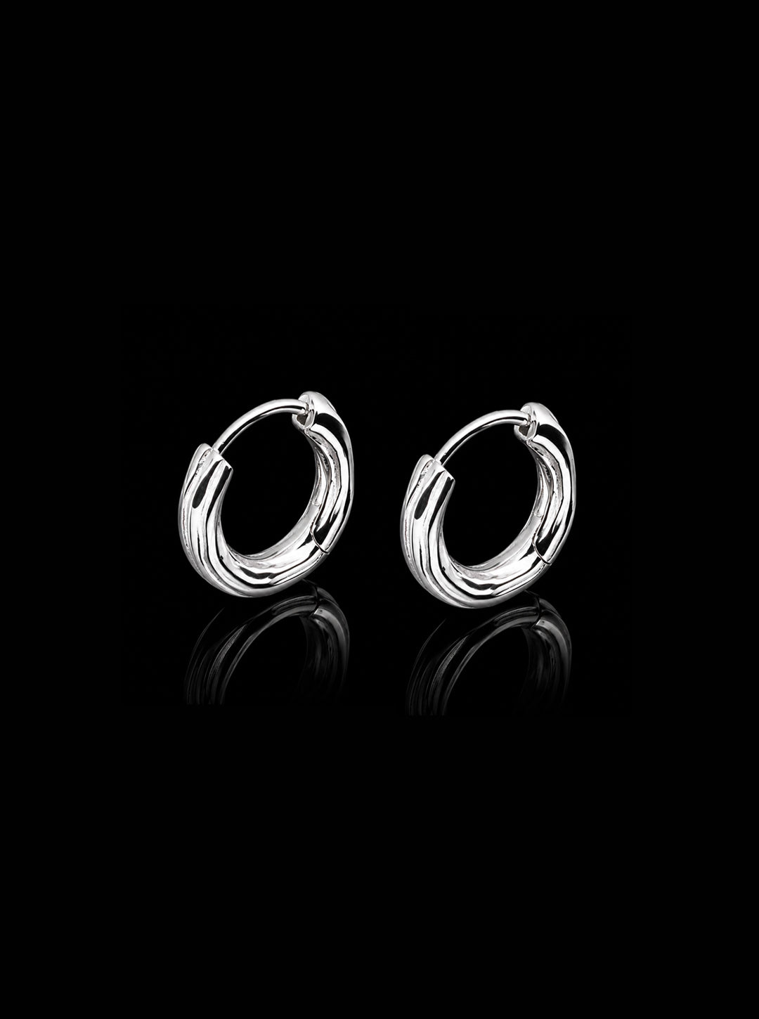 Wooody hoop sterling silver earrings
