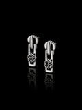 Clover-cross quadruplets zipper puller oxidised earrings