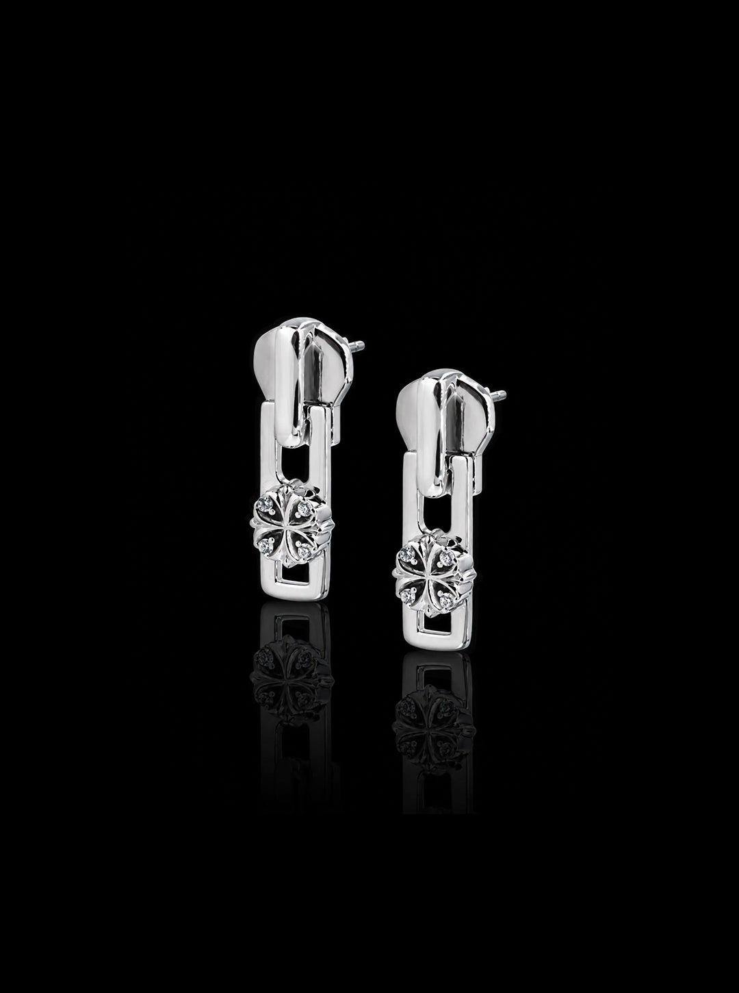 Maltese-cross quadruplets zipper puller earrings